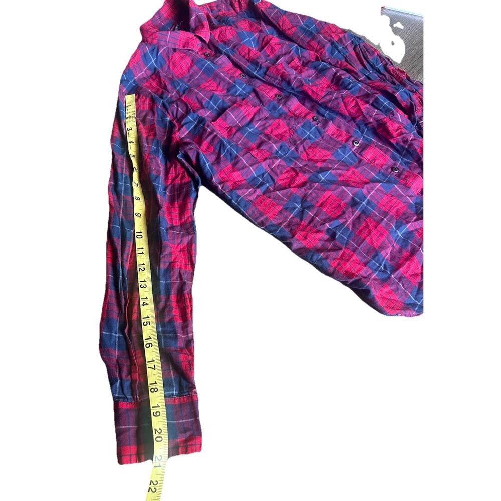 J.Crew Boy Fit Women's Size M Red / Blue Plaid Button-Up 100% Cotton Shirt - Picture 10 of 16